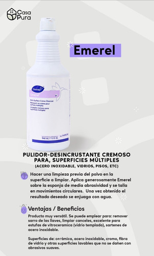 Imagen 3 de 10 de Kit Limpiar Canceles De Baño Drastic Y Emerel Combo Diversey