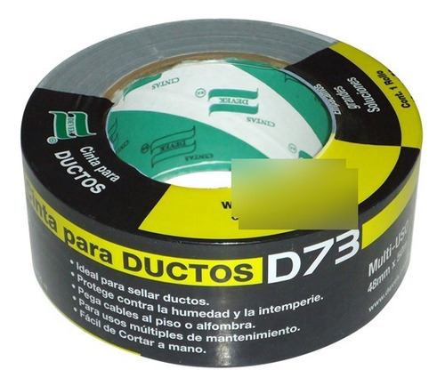 Cinta Adhesiva Para Ducto Devek D73 Color Plata De 48 Mm X 5