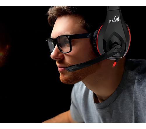 Fone de ouvido over-ear gamer Genius GX Gaming HS-G560 31710007400 preto e vermelho