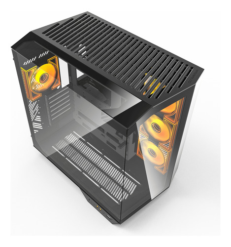 Gabinete Darkflash Dy470 Atx Lujo Vista 330° Con 4 Fans Argb Negro