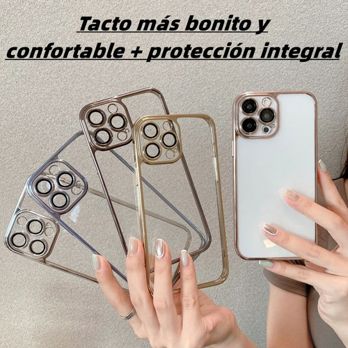 Funda Transparente De Pc Con Película De Lente For iPhone