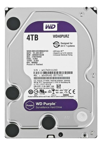 Disco Duro Interno Western Digital Wd Purple Wd40purz 4tb