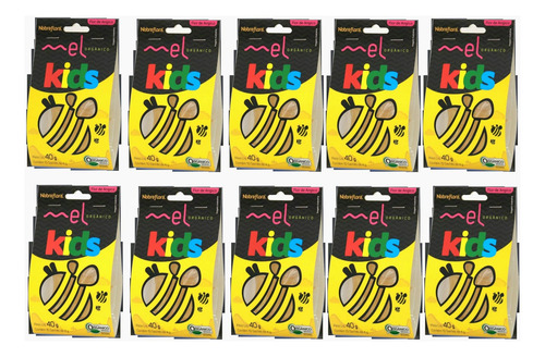 Mel Orgânico Multiflor Sachê Nobreflora Kids 40g Kit 10 Unid