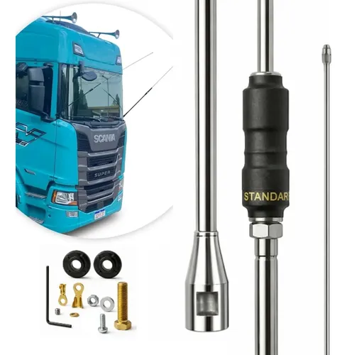 Antena Px Viúva Negra Argentina 1,35m Cromada Br Caminhão