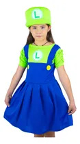 Comprar Disfraz De Luigi Para Niña, Vestido, Super Mario, Luigui Cosplay Bros Yoshi Luigi Video Juegos Traje Juegos Uniforme Game Bross Halloween Peach Superh