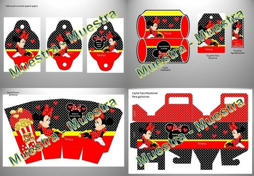 Kit Imprimible Minnie Roja Fiesta 3x1