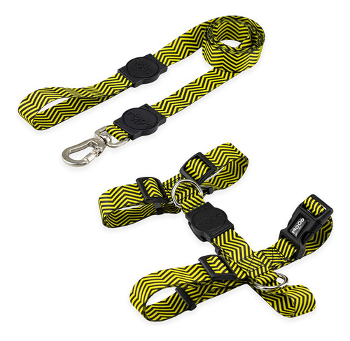 Coleira Peitoral Com Guia Para Cachorro Pet Cães Mood Pet Cor Bee Tamanho Micro Pequeno