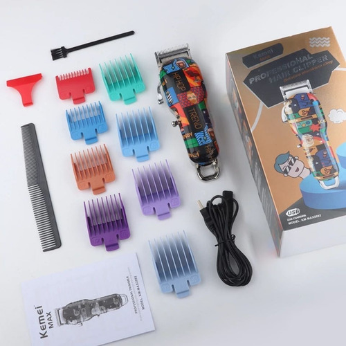 Maquina Cortar Cabelo Kemei Profissional Grafites Max-2092 Cor Estampada 127/220V
