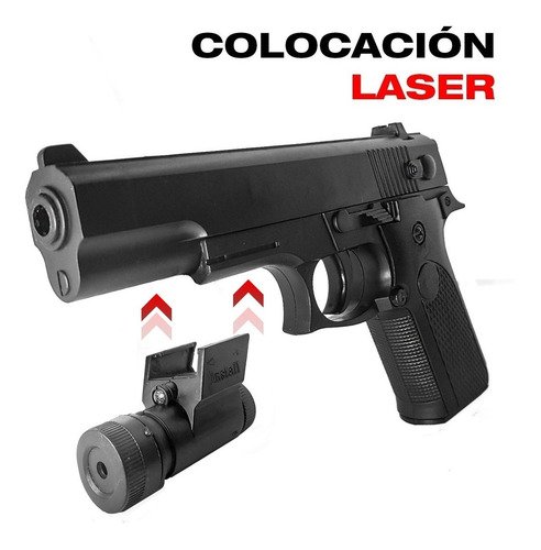 Imagen 5 de 9 de Pistola Airsoft Colt 1911 Black Replica Resorte 6 Mm + Laser