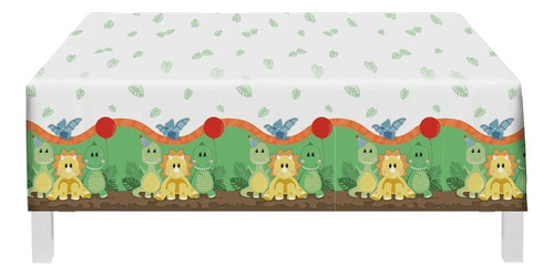 Kit Festa Dino Baby - Toalha Decorativa E Decoração De Mesa