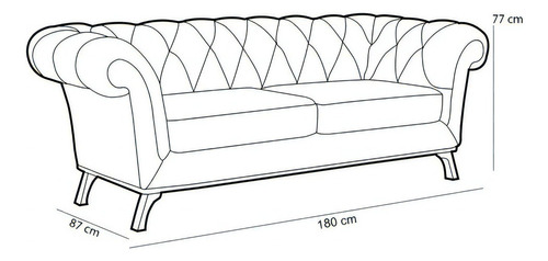 Sofá 3 Lugares Para Sala Império 180cm Veludo Roxo B-292 Desenho Do Tecido Liso