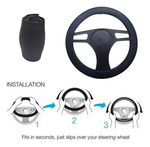 Forro De Volante De Silicon Negro Universal Se Adapta