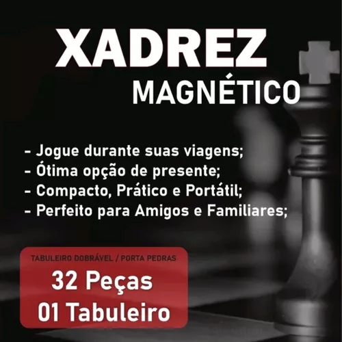 Mini Jogo De Xadrez Magnético Tabuleiro Portátil Estratégia - R$ 29,9