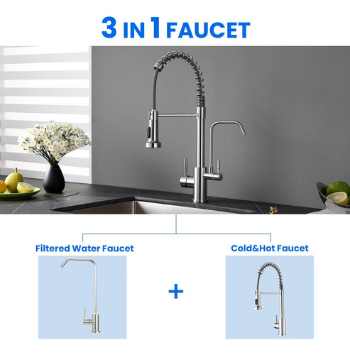 Grifo De Cocina De Popfly Con Grifo De Agua Potable, Grifo 3
