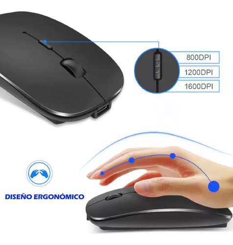 Mouse Recargable Comerlive Inalambrico Rgb Ligero Carga Usb Negro
