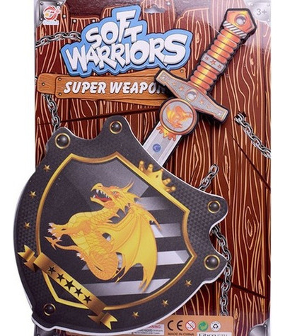 Escudo Y Espada De Goma Blanda Juego De Combate Dragon Color Marrón