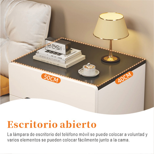 Mesita De Noche Sencilla Moderna De Madera Con 2 Cajones