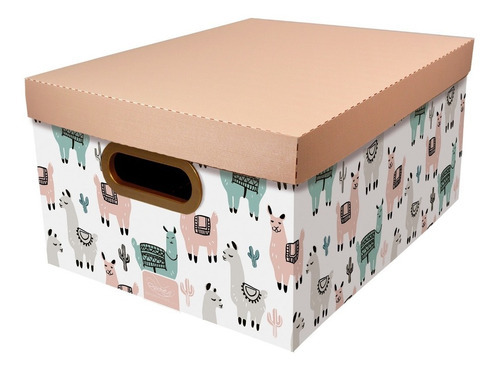 Caja Organizadora Rectangular Plástica Llama 29x38x18.5 Color Rosa claro Llamas