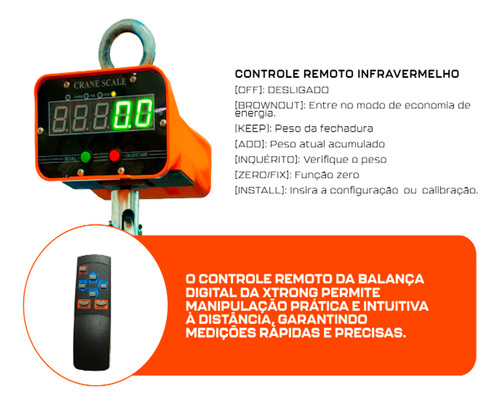 Balança Digital Dinamômetro Suspensa 2ton Xtrong Xdi-2000 Nf