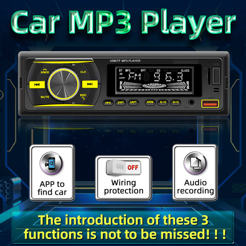 Reproductor De Mp3 Para Coche Receptor Estéreo Bt Radio Fm M