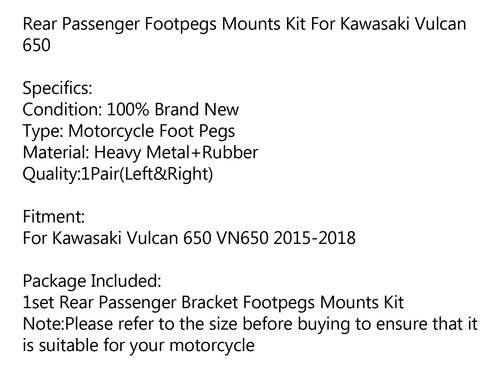 Estribo De Pasajero Trasero Para Kawasaki Vulcan 650 Vn650