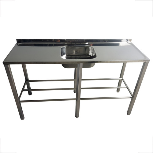 Pia De Inox 1.50mt Industrial Reforçada Com 6 Pés Soldada
