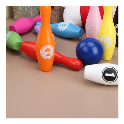 Nuevo 10 Pines De Madera 2 Bolas Juego De Bolos Interior Al