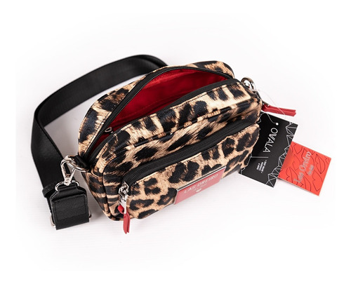 Imagen 2 de 6 de Cartera Bandolera Mujer Las Oreiro Animal Print Simil Cuero