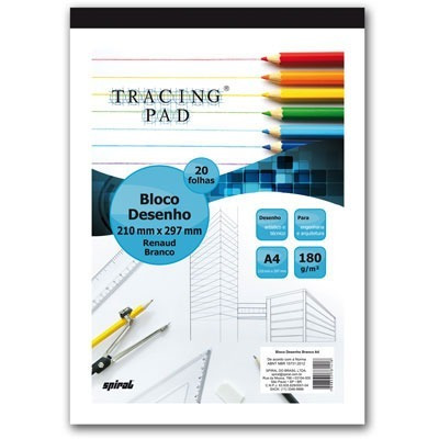 Bloco Desenho A4 Branco 180g 20 Fls Tracing Pad 81418 Spira