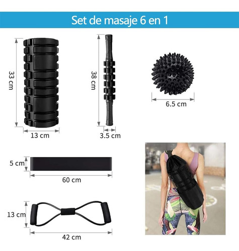 6pcs Rodillo Masaje Muscular Foam Roller Espuma Yoga Pilates