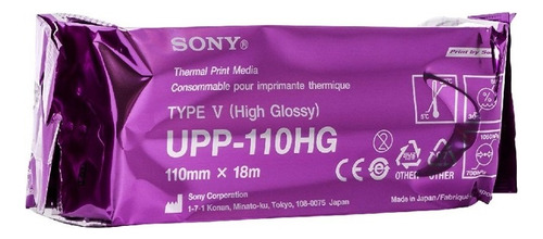 Papel Para Impresora Sony Upp-110hg De 110 Mm X 18 M 1 Rollo Color Negro