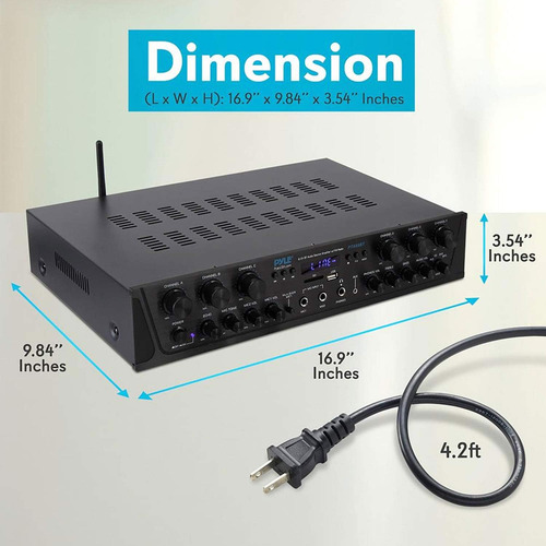 Amplificador De Audio Pyle, Bluetooth, 6 Canales De 600w