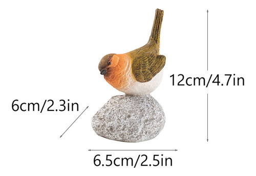 Estatua De Pájaros De Jardín Escultura De Resina 65x6x12cm