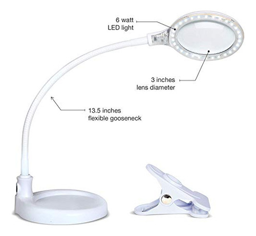 Lightview Pro Flex 2 In 1 Magnifying Desk Lamp, 2.25x L...