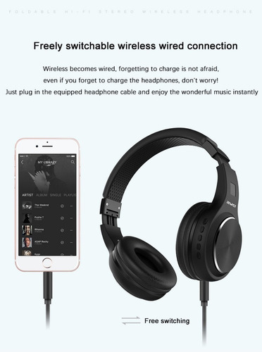 Manos Libres Y Audifono Bt Plegable Ranura Sd Awei A600bl Bl