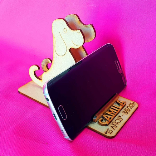 Imagen 10 de 10 de 20 Porta Celular Perrito Soporte Fibrofacil Souvenirs Mdf