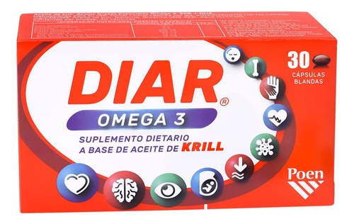 Diar Omega 3 Aceite De Krill Puro Premium 30 Caps Colesterol