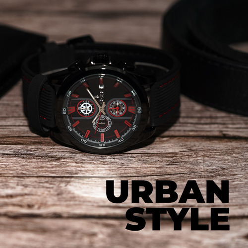 Imagen 8 de 9 de Reloj Hombre Seger 9181 Original Eeuu Elegante Sport Casual Color De La Malla Negro/rojo