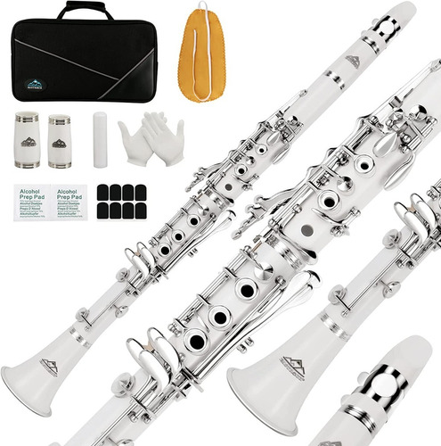 Clarinete 17 Teclas Niquel Abs Color Blanco Marca Eastrock