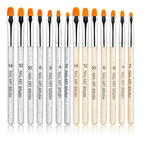 3 X 7pcs Gel Nail Art Brush Pen Surtido Acrílico Plano
