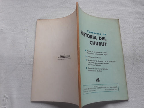 Cuadernos De Historia Del Chubut N° 4 Septiembre De 1968