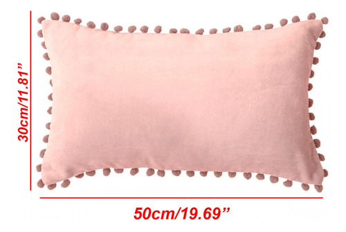 Imagen 2 de 8 de Pack 2 Fundas + 2 Relleno Rectangular Pompon Rosa Palo 50x30