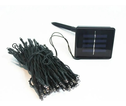 Imagen 2 de 10 de Luces De Navidad Guirnalda Solar Deco 100 Led Panel 10 Mts