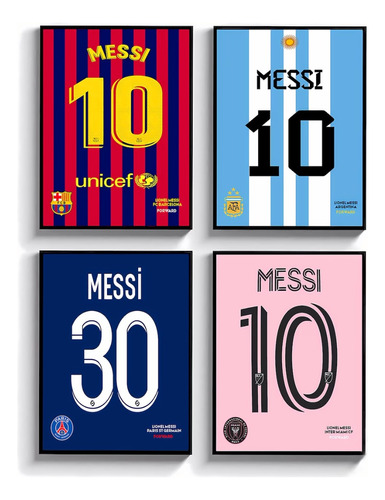 1 Cuadro Lionel Messi Camiseta 30x23 Marco Madera Vidrio V01