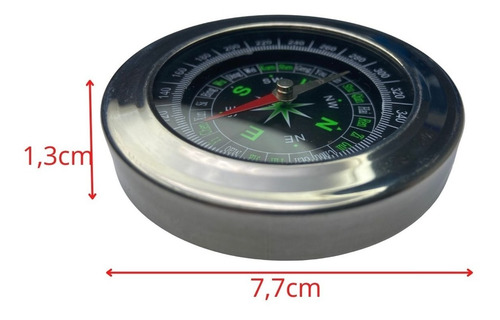 Imagem 3 de 6 de Bússola Profissional Metal Bolso Camping Caça Trilha Pesca