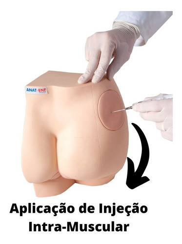 Modelo glúteo: simulador de sonda rectal e inyección intramuscular