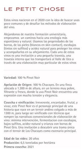 Vino Le Petit Chose Pinot Noir - Los Chacayes