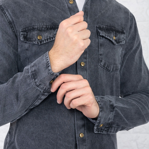 Camisa Jean Hombre Azul Y Negro Excelente Calidad