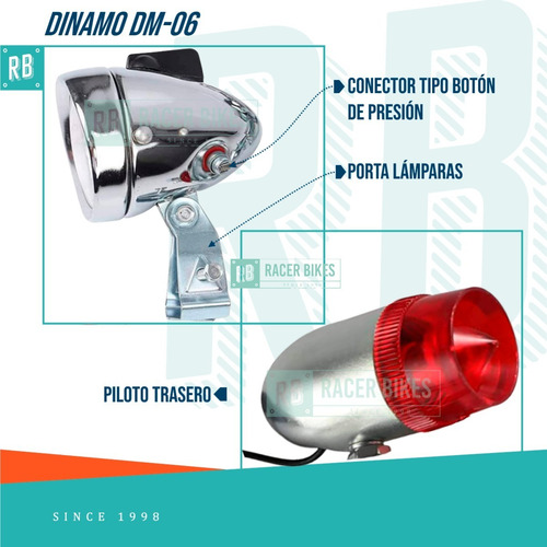 Imagen 2 de 10 de Set De Dinamo Eastman Cromado Metal Alta/baja - Racer Bikes