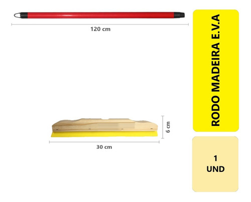 Rodo De Madeira Duplo Eva 30 Cm - Com Cabo